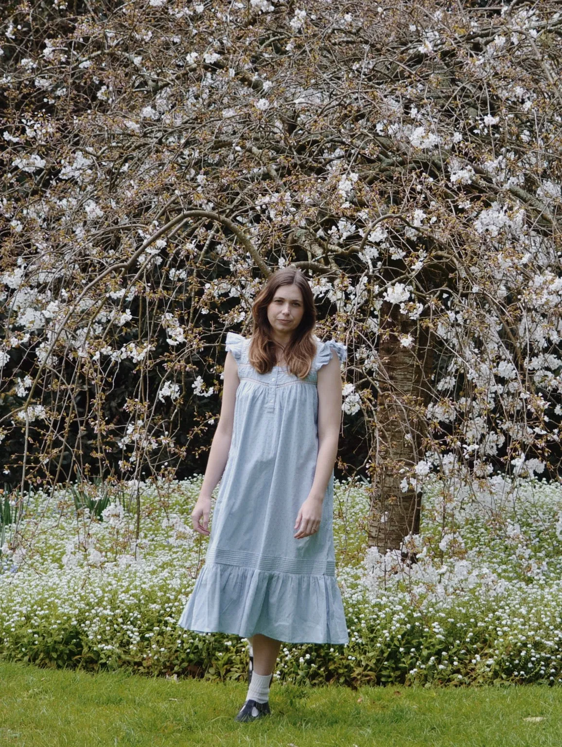 100% RECYCLED COTTON - ALICE DRESS -  PASTEL BLUE