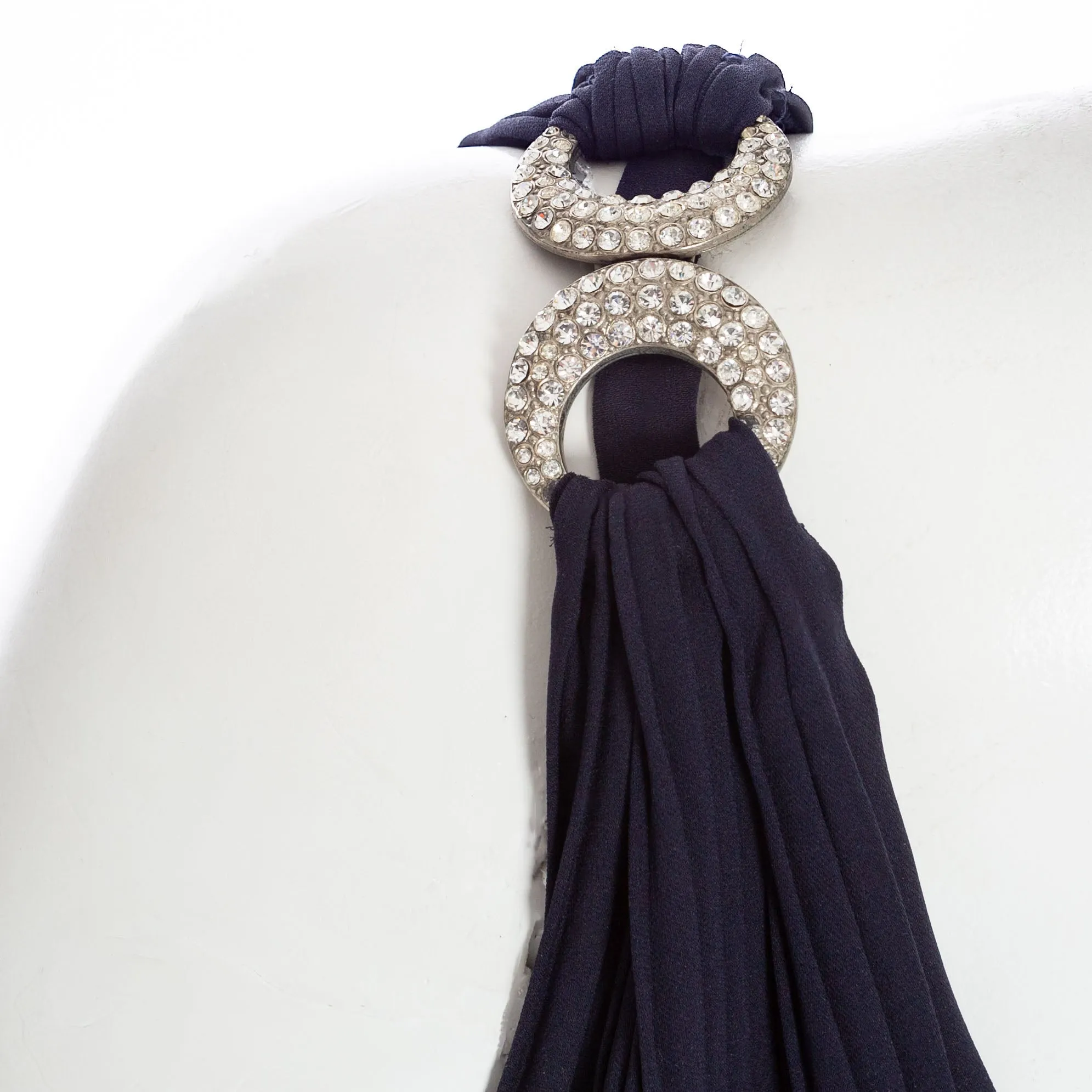 1970s Navy Pleated Two-Piece Rhinestone Maxi Dress