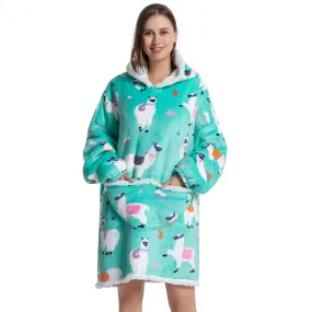 1pc Halloween Style Oversized Hoodie Wearable Blanket For Women Super Soft Warm Comfortable Giant Wearable Blanket Pullover Sleepwear For Women Men Adults With Big Pocket