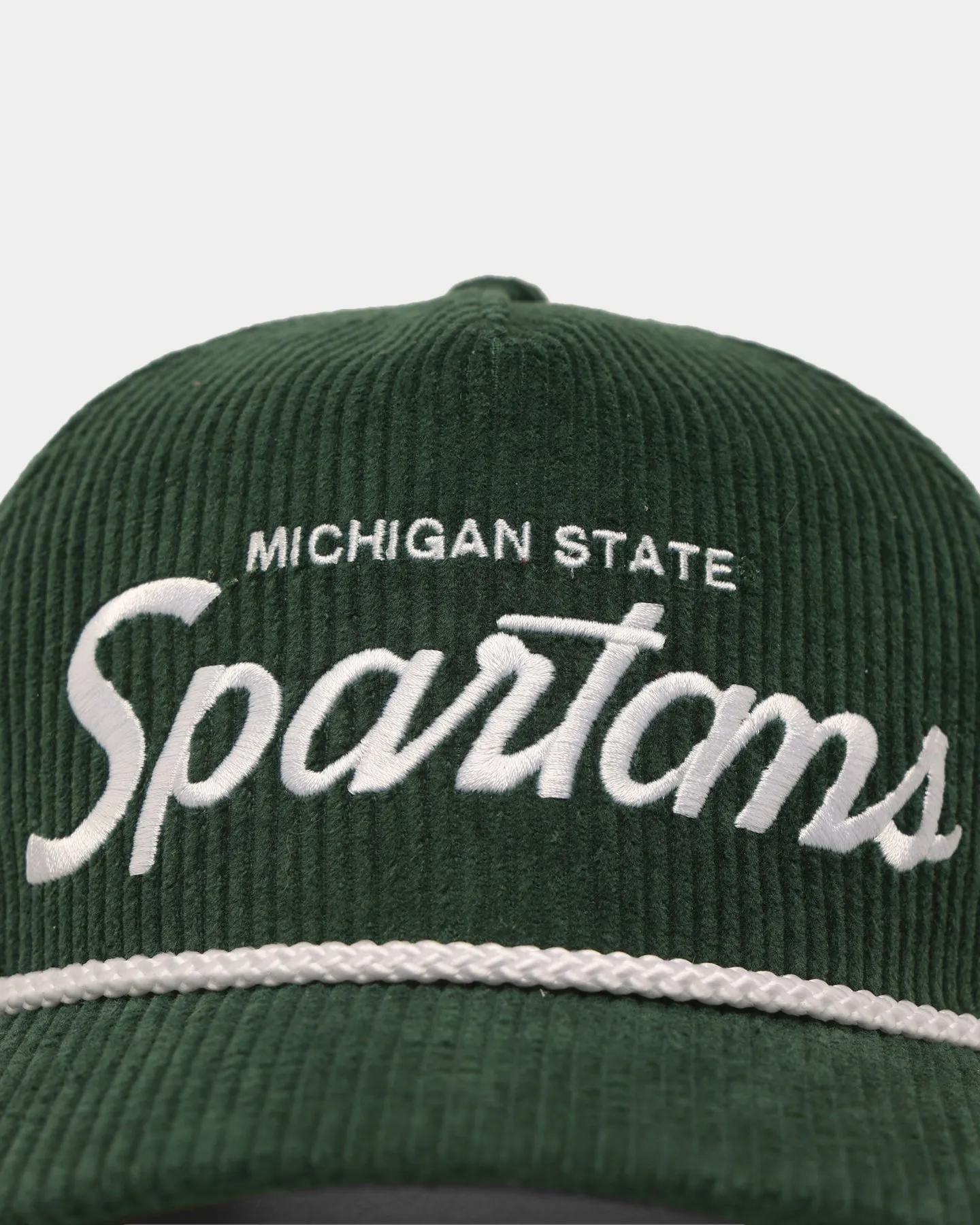 47 Brand Michigan State Spartans 'NCAA Corduroy Team Script' Corduroy Crossrope 47 Hitch Snapback Dark Green