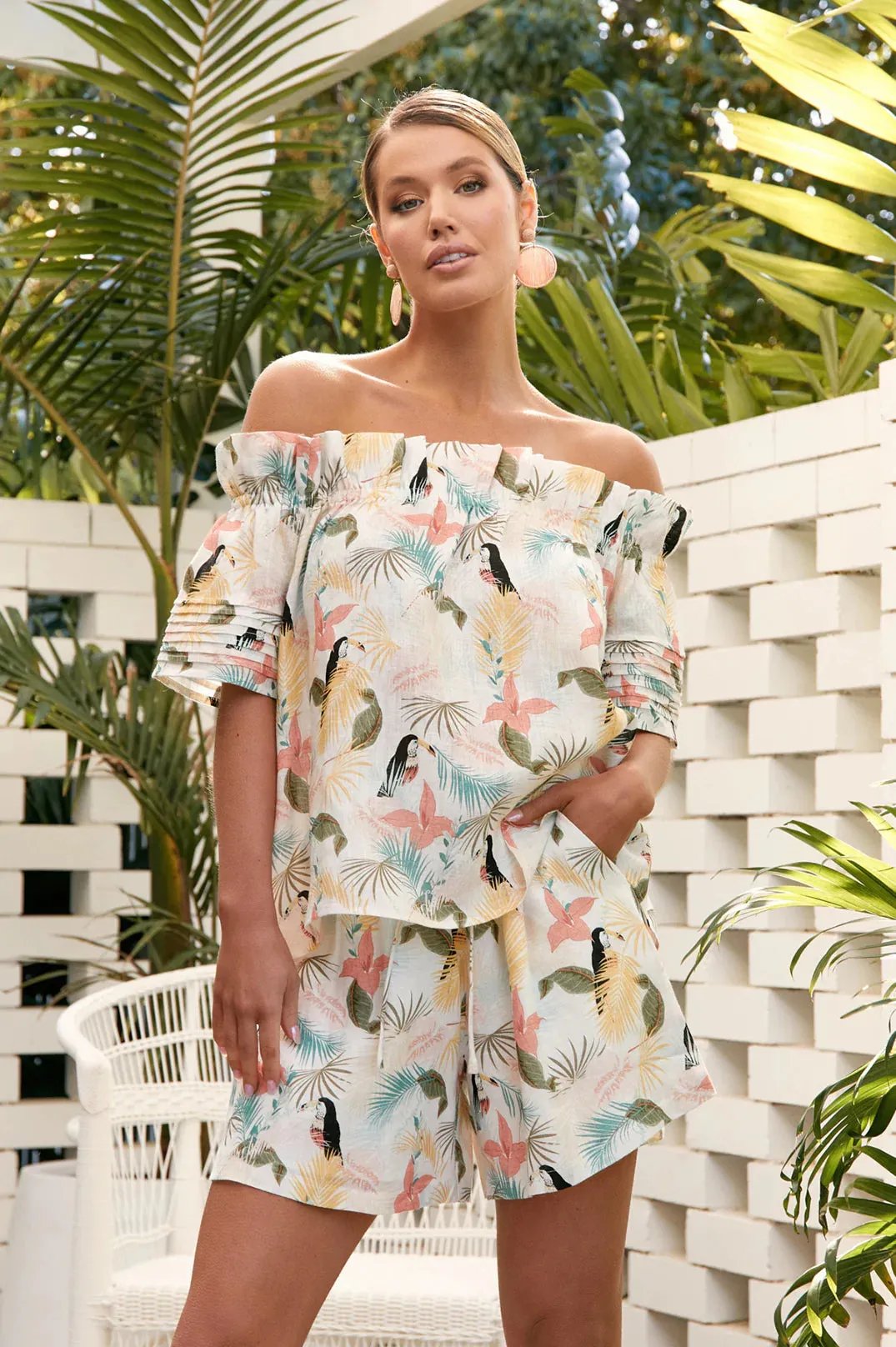 Adorne - Bobbie Off Shoulder Pleat Top