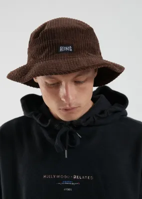 Afends Unisex Killer Wale - Corduroy Bucket Hat - Chocolate