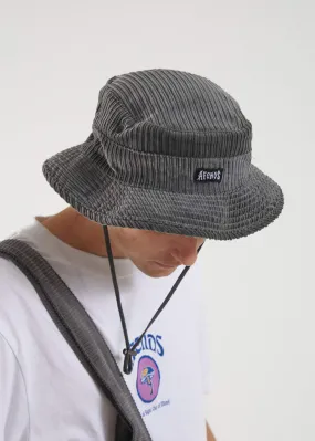 Afends Unisex Killer Wale - Corduroy Bucket Hat - Gunmetal