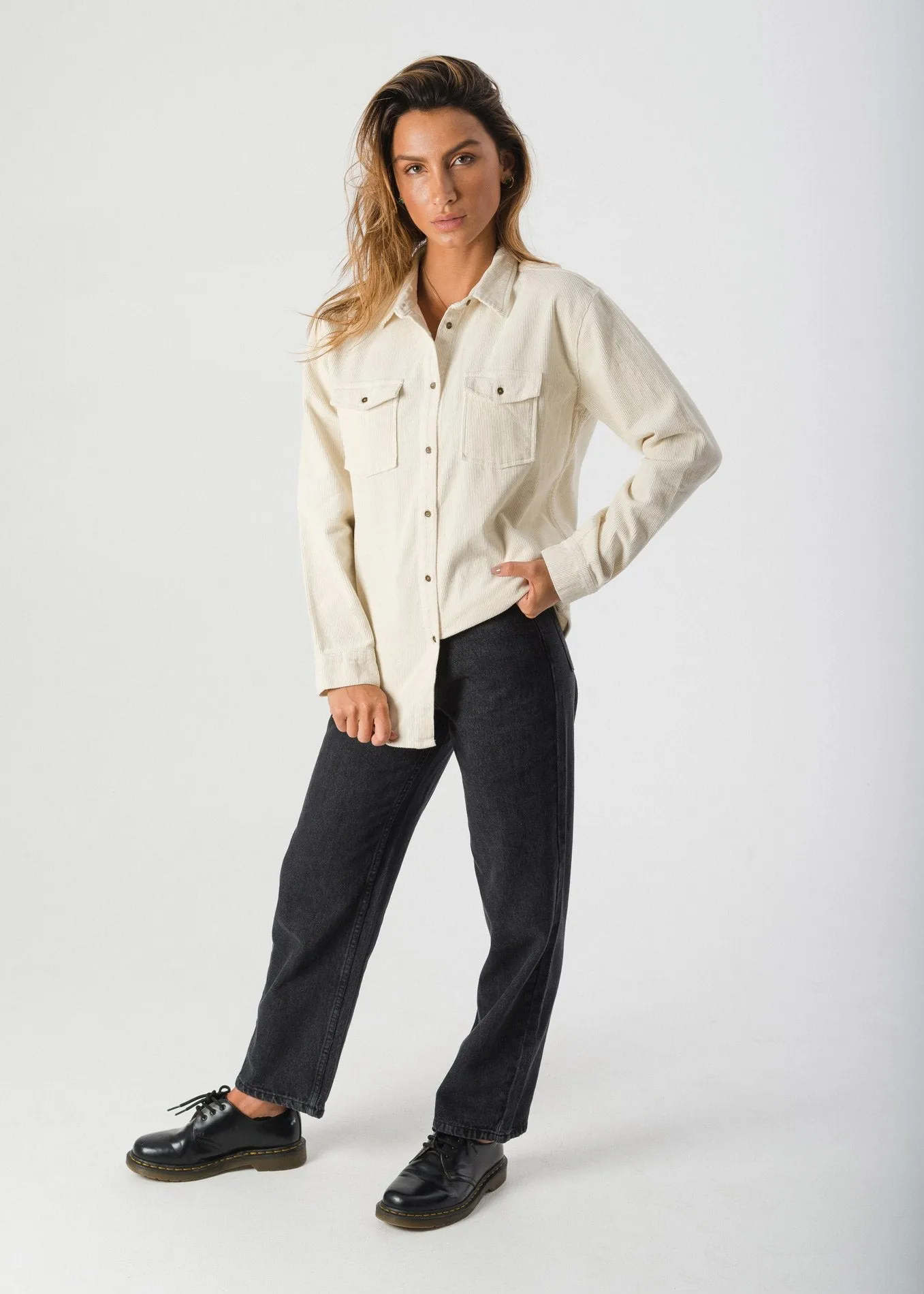 Afends Womens Donovan - Long Sleeve Cord Shirt