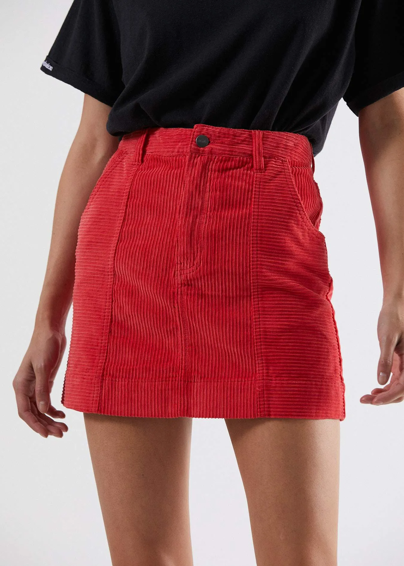 Afends Womens Gemini - Mixed Corduroy Skirt - Flame Red