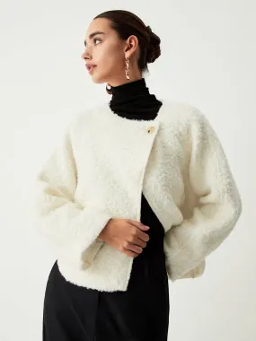 Asymmetric Buttoned Graceful Fleece Jacket