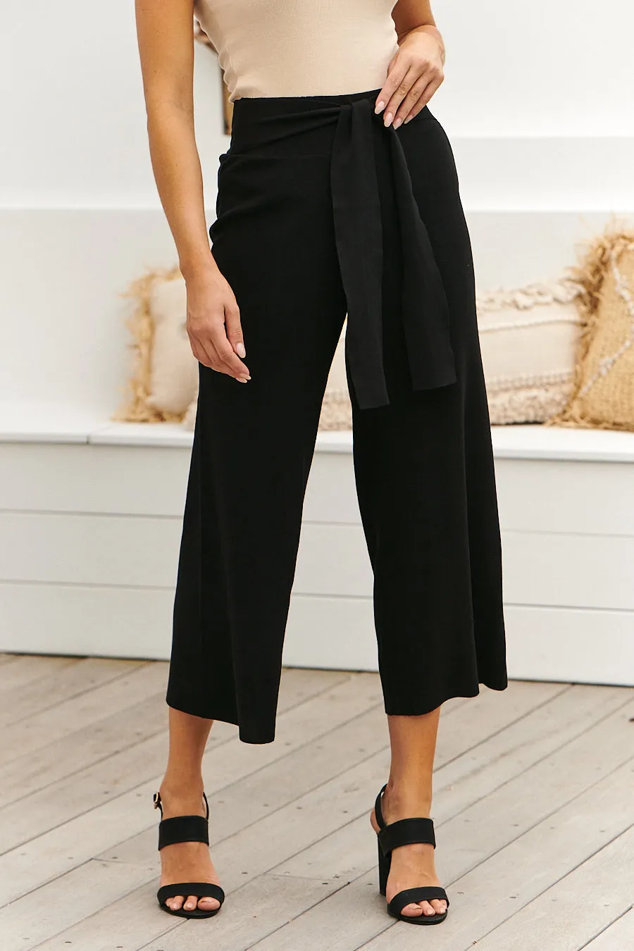 Avril Tie Front Black Culottes