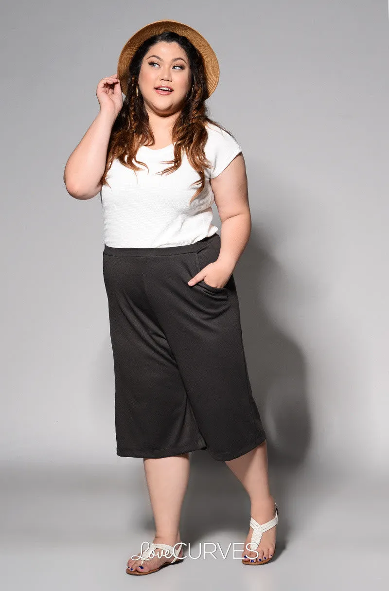 Basic Culottes with Side Pockets - Dark Gray - REE