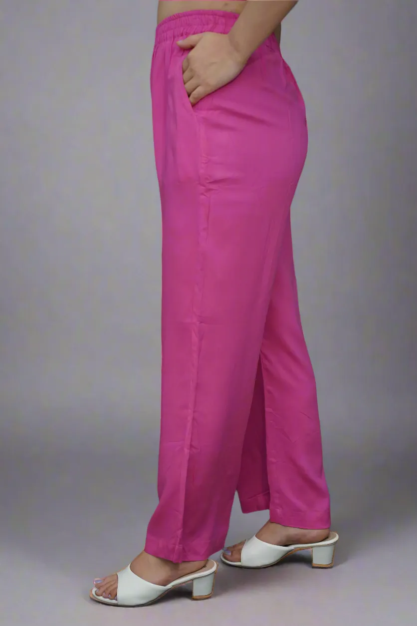 Berry Pink Rayon Kurti Pant