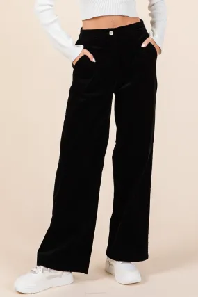 Black Corduroy Straight Leg Pants