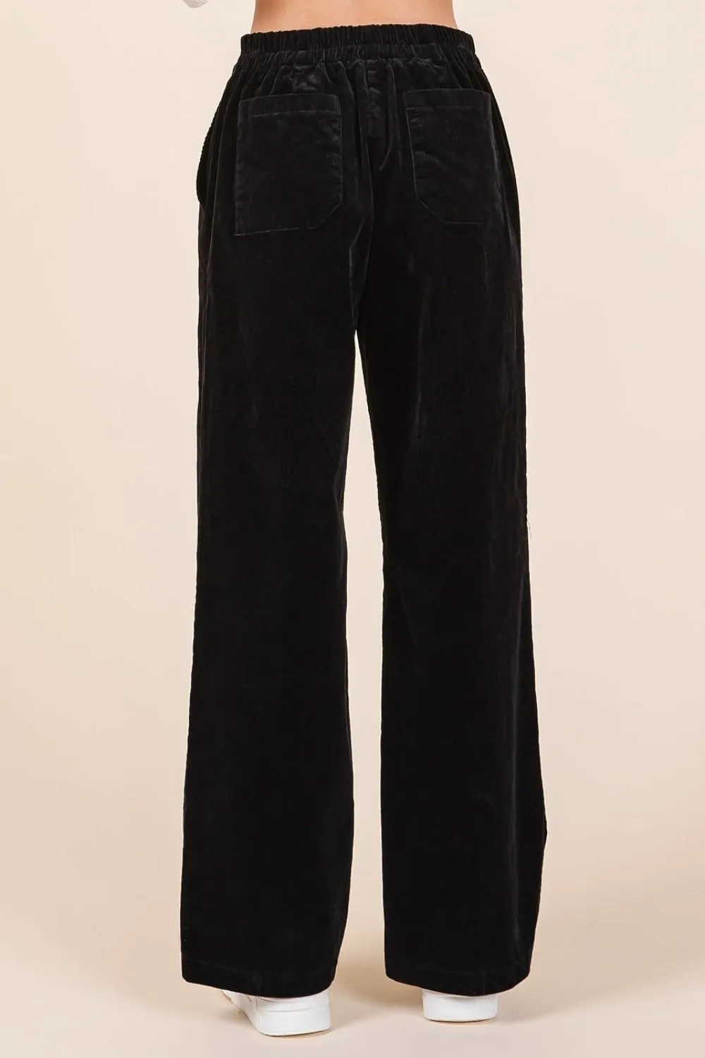 Black Corduroy Straight Leg Pants