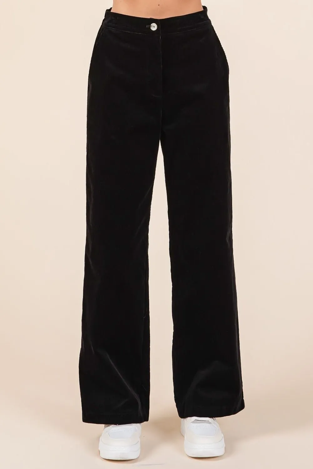 Black Corduroy Straight Leg Pants