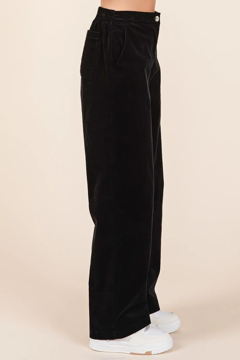 Black Corduroy Straight Leg Pants