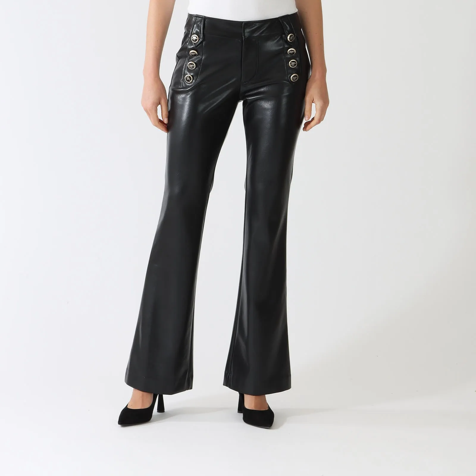 Black Lyric Faux Leather Bootleg Pants