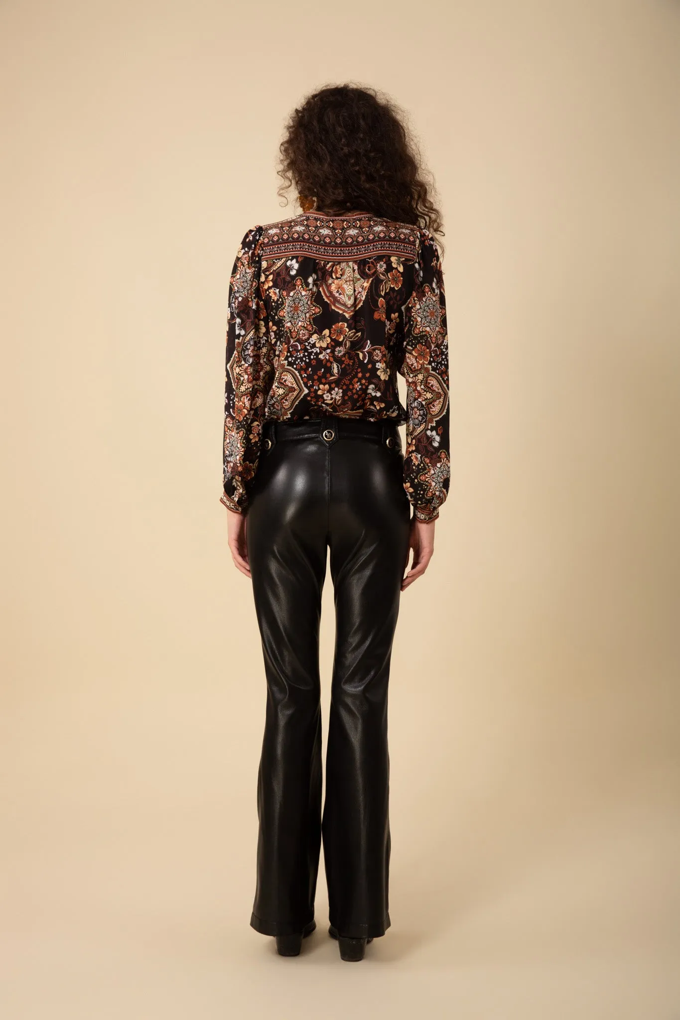 Black Lyric Faux Leather Bootleg Pants