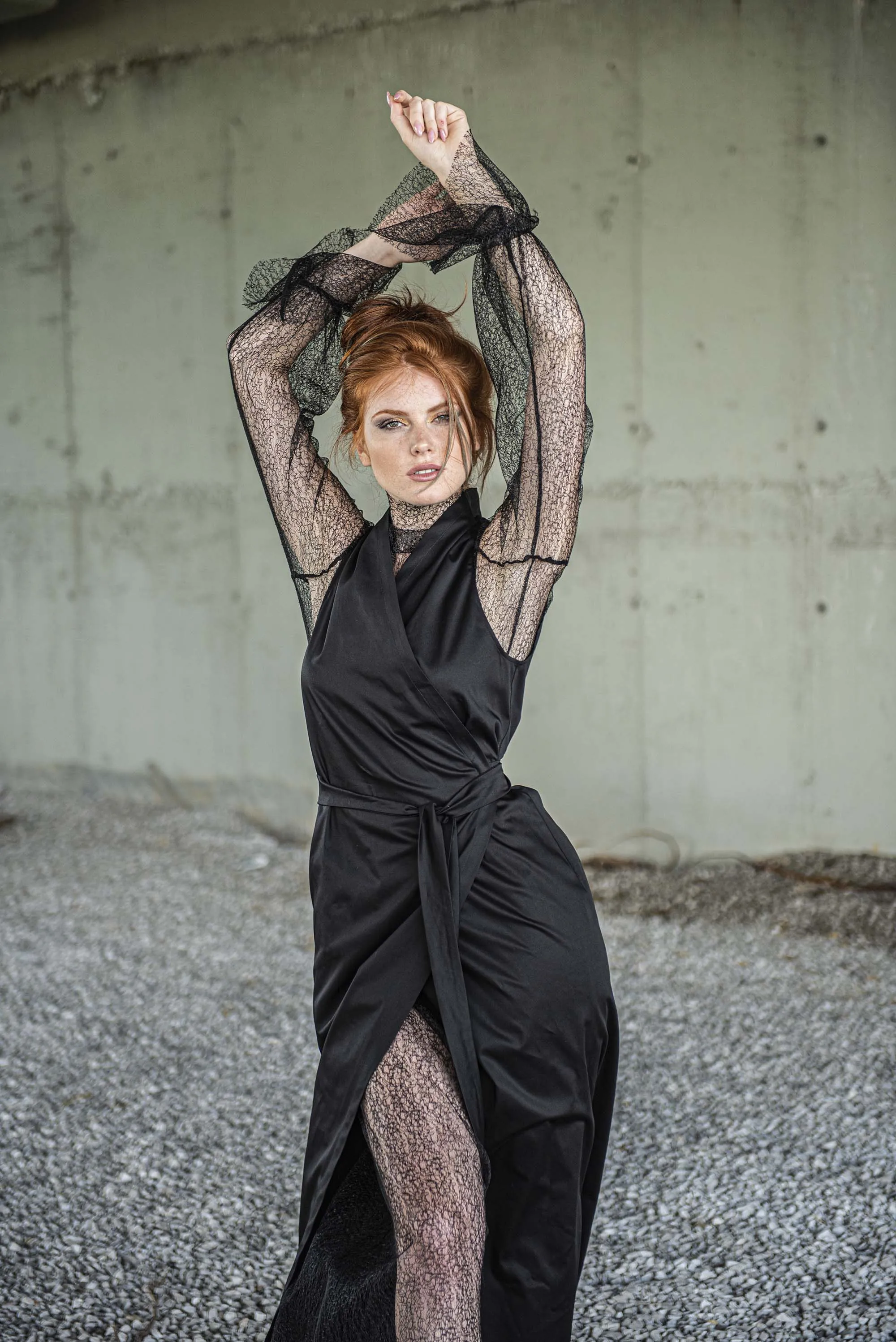 Black Vest Dress with Lace Lining