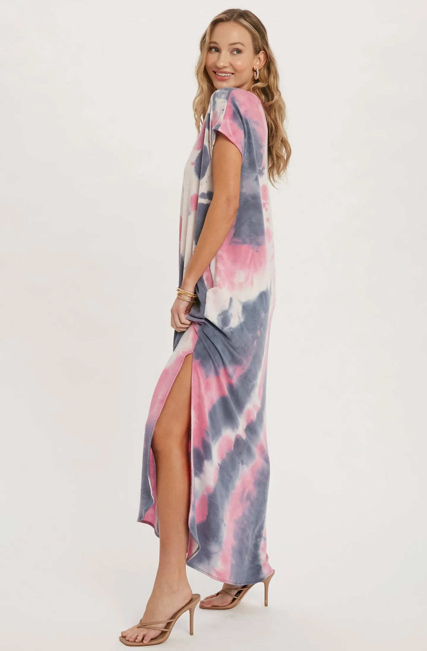 Bluivy Tie Dye Maxi Jersey  Dress with Pockets