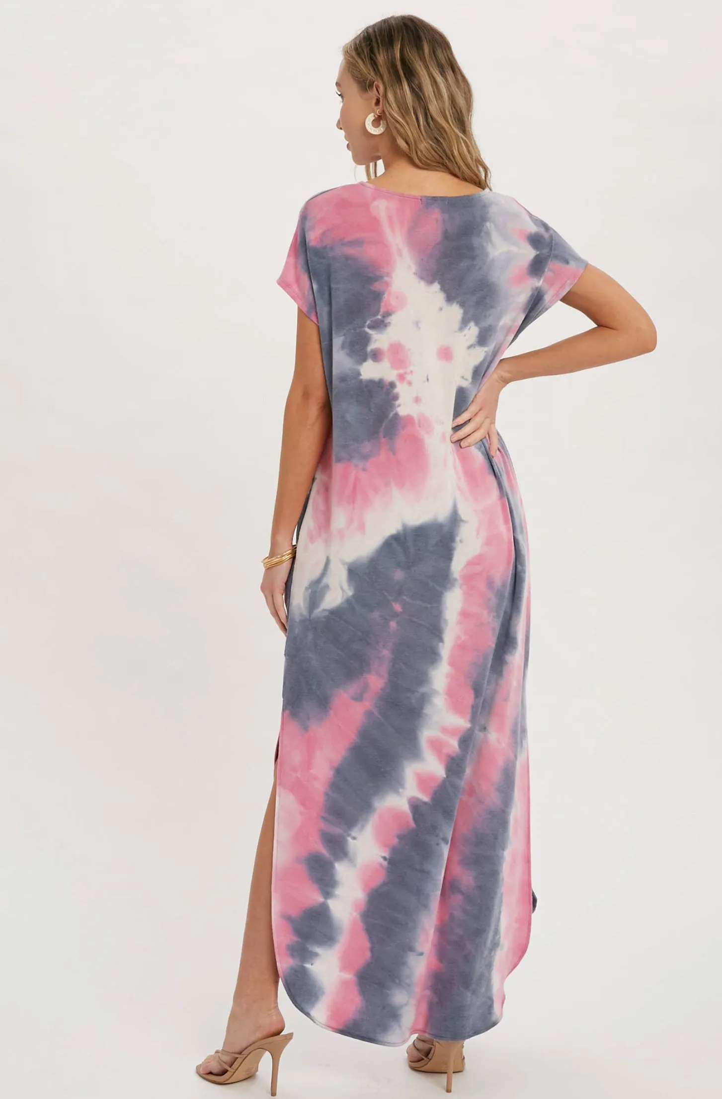 Bluivy Tie Dye Maxi Jersey  Dress with Pockets