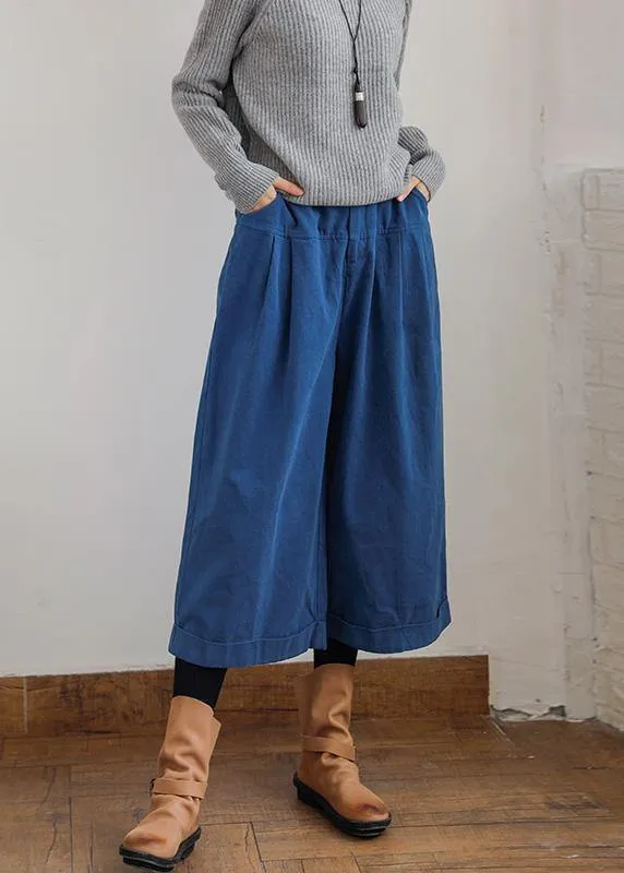 Bohemian fall casual pants oversize blue Wardrobes wide leg pants