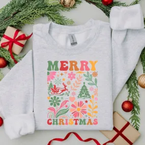 Boho Merry Christmas Crewneck Sweatshirt