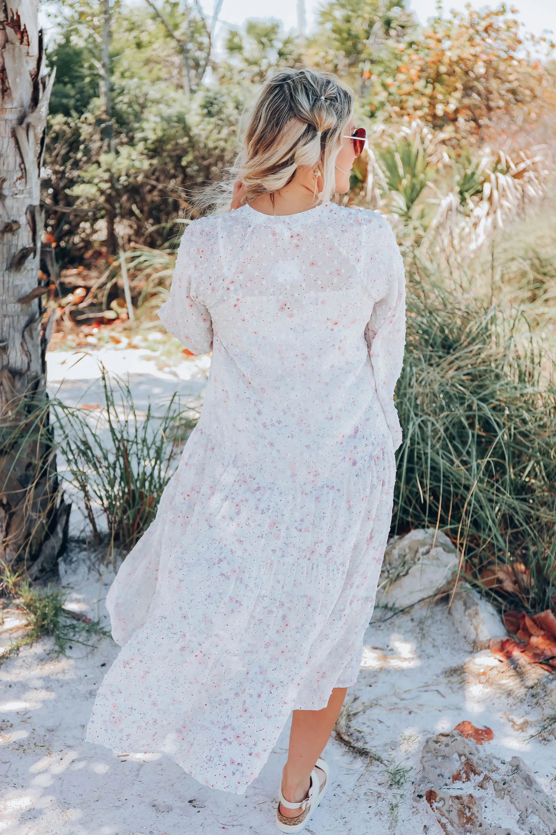 Botanical Boho Chiffon Maxi Dress - Sage