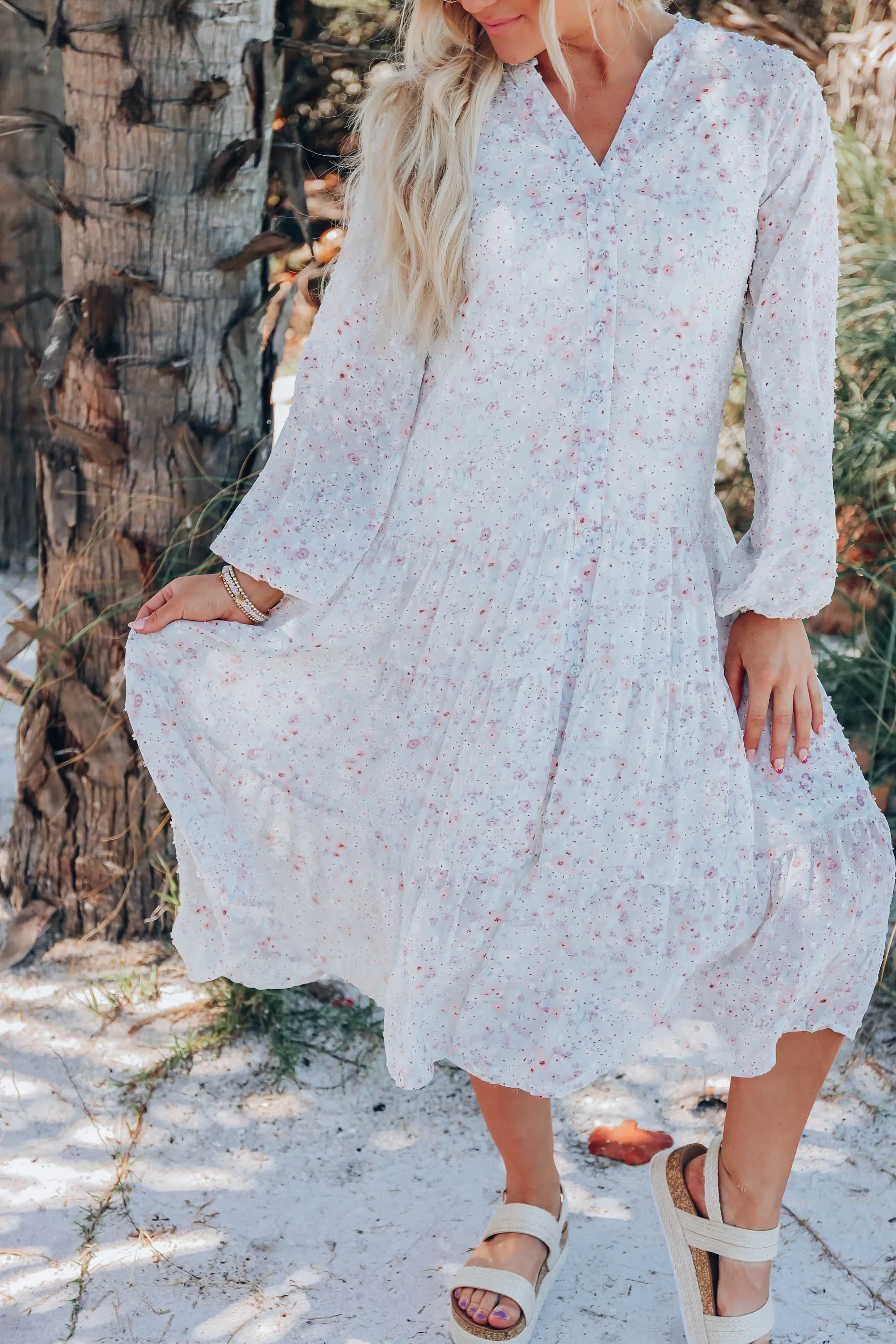 Botanical Boho Chiffon Maxi Dress - Sage