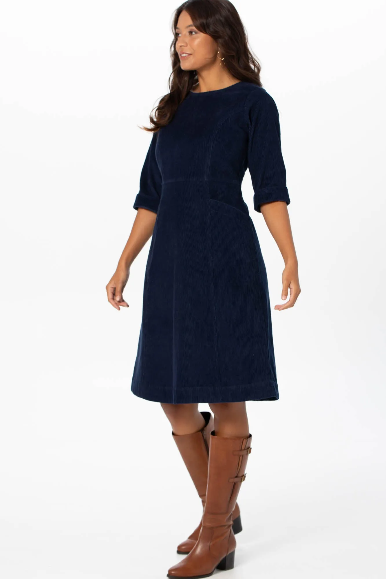 Bowie Dress Navy Corduroy