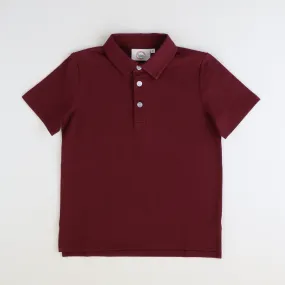 Boys Signature S/S Knit Polo - Maroon Solid