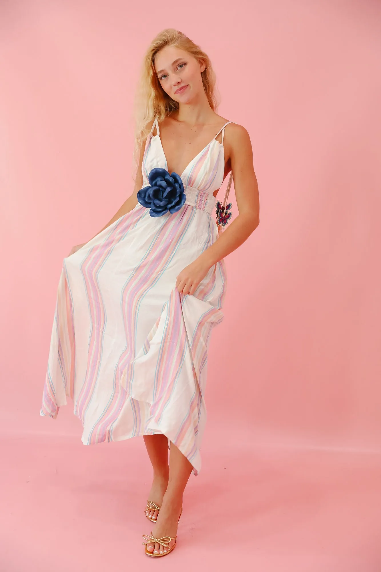 CANDY STRIPED MAXI DRESS