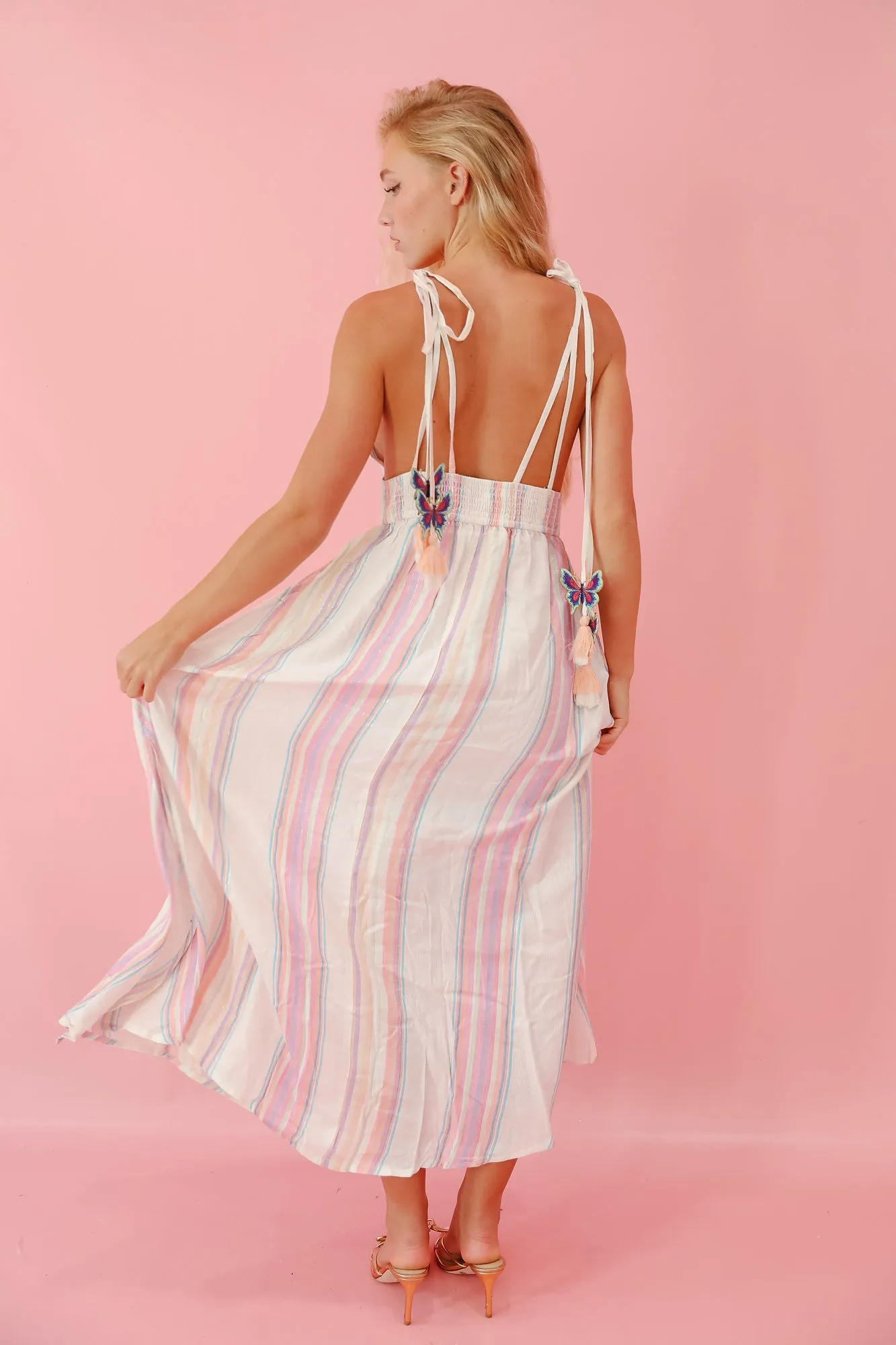 CANDY STRIPED MAXI DRESS