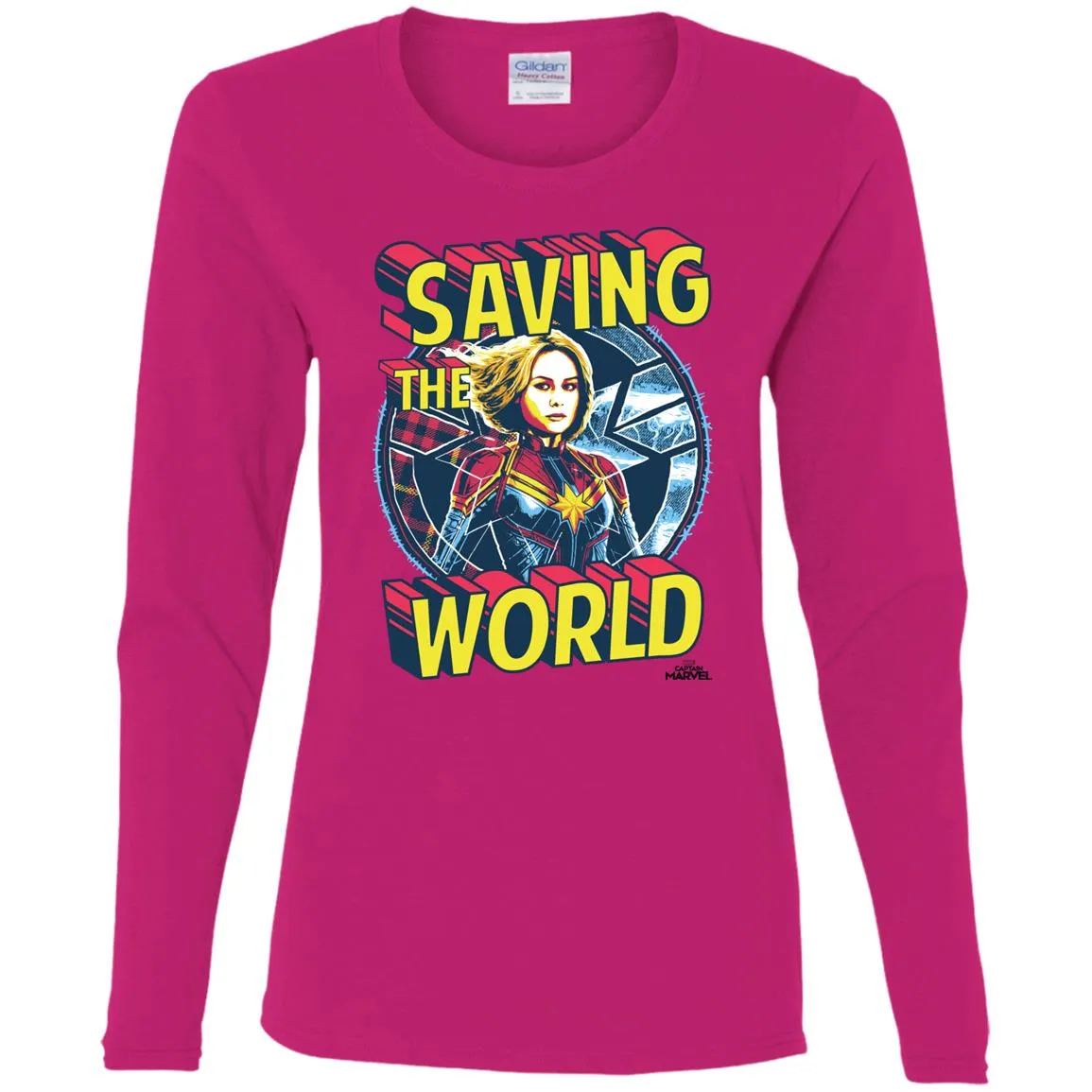 Captain Marvel Saving The World Portrait Women Long Sleeve Shirt