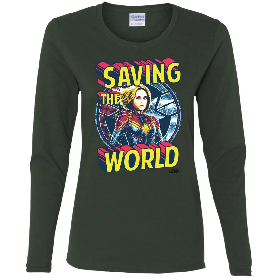 Captain Marvel Saving The World Portrait Women Long Sleeve Shirt