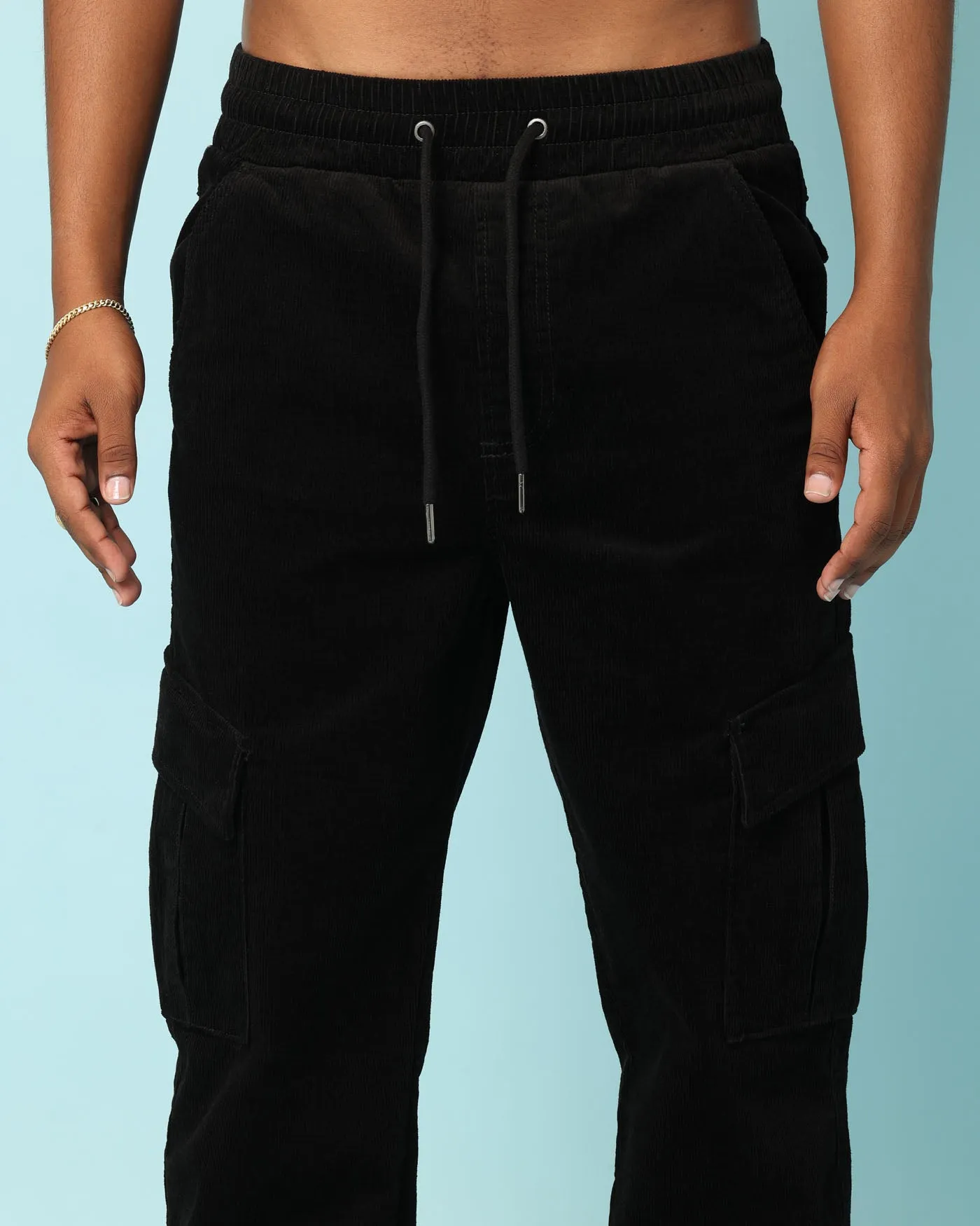 Carré Bande Corduroy Cargo Pants Black