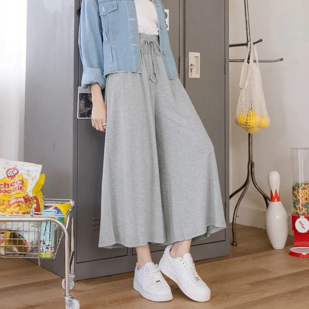 Casual Basic Solid Soft Modal Knit Wide Leg Pants