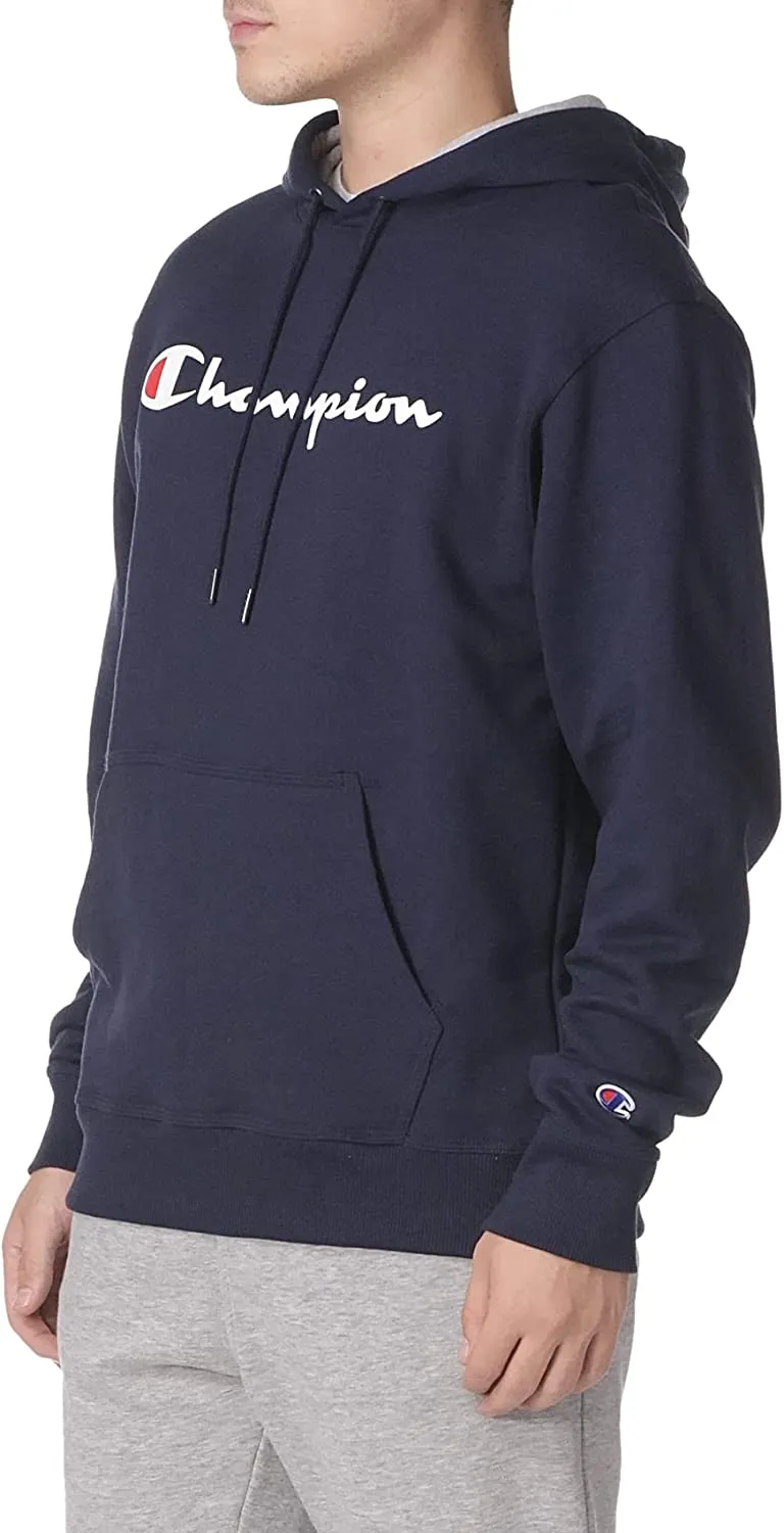 Champion Mens Script Logo Powerblend Fleece Pullover Hoodie