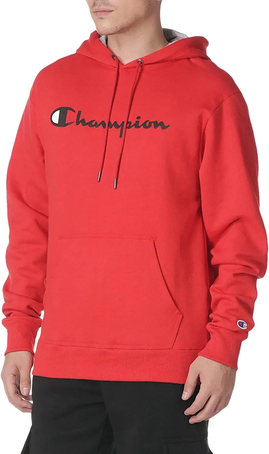 Champion Mens Script Logo Powerblend Fleece Pullover Hoodie