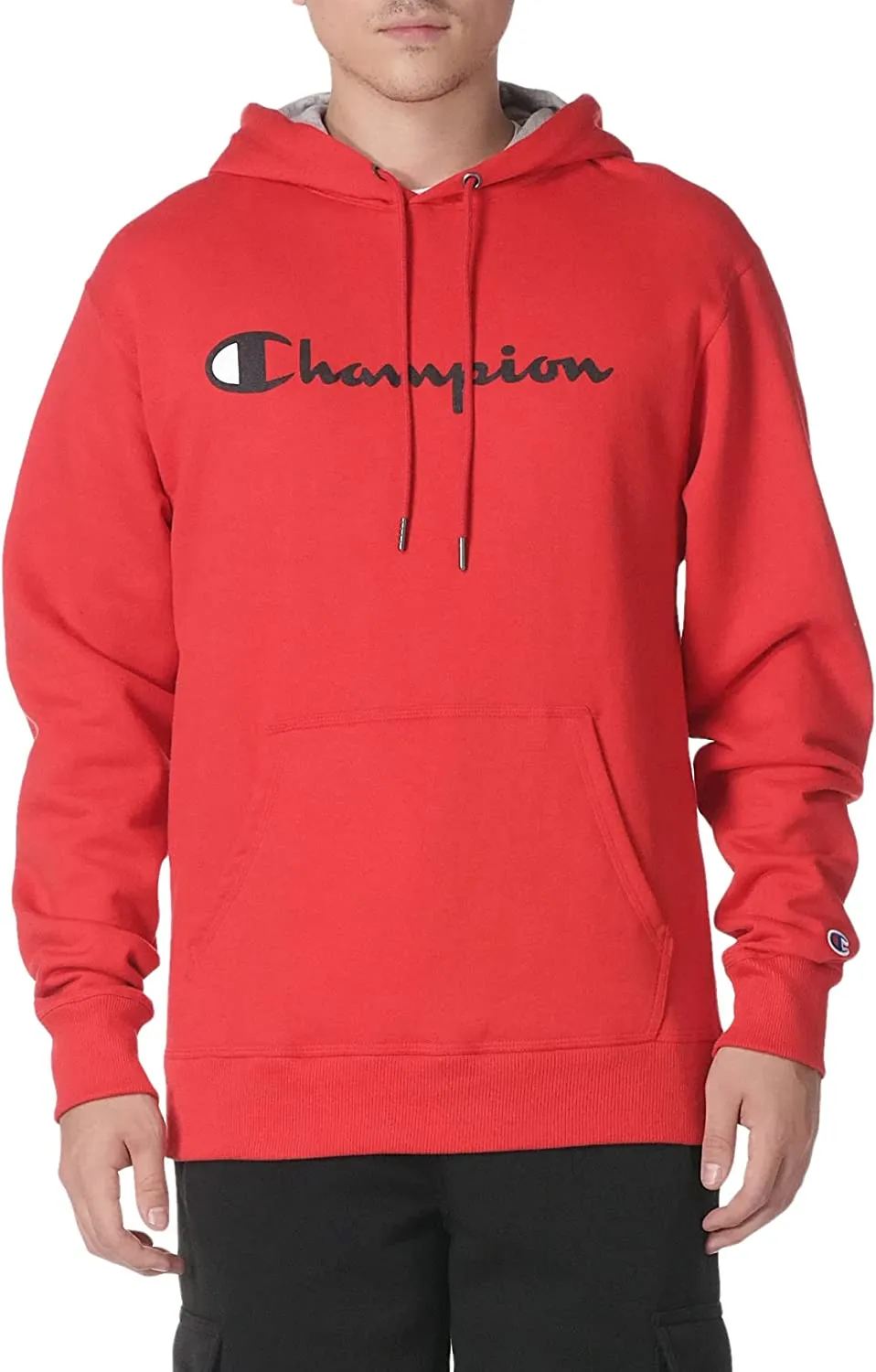 Champion Mens Script Logo Powerblend Fleece Pullover Hoodie