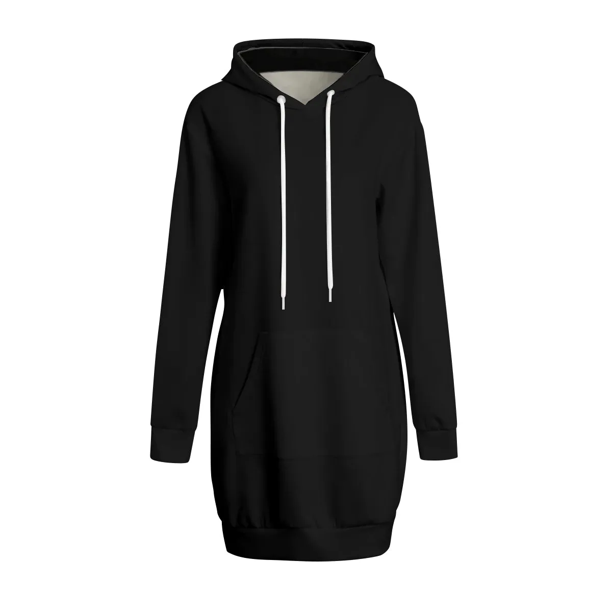 Classic Solid Black Hoodie Dress