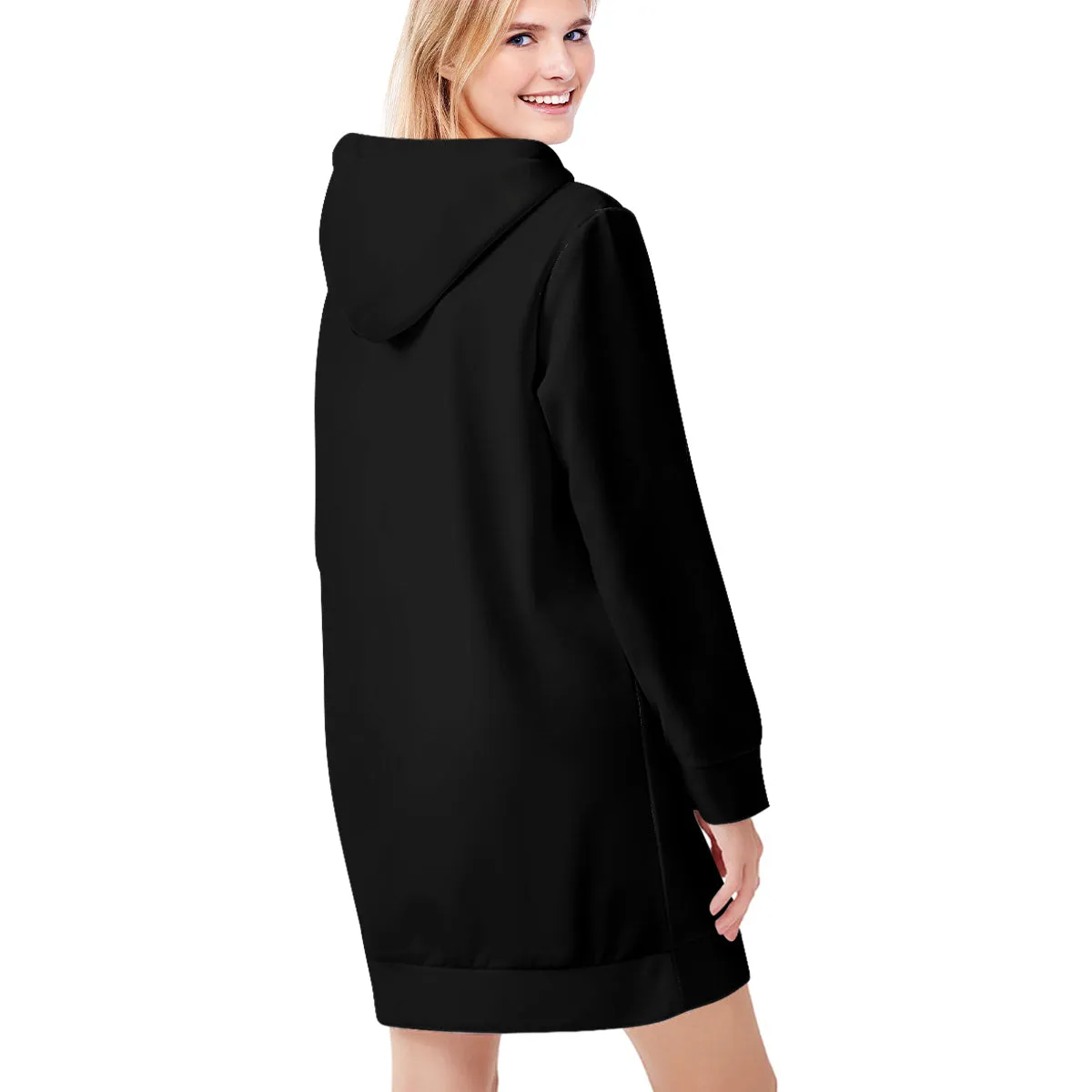 Classic Solid Black Hoodie Dress