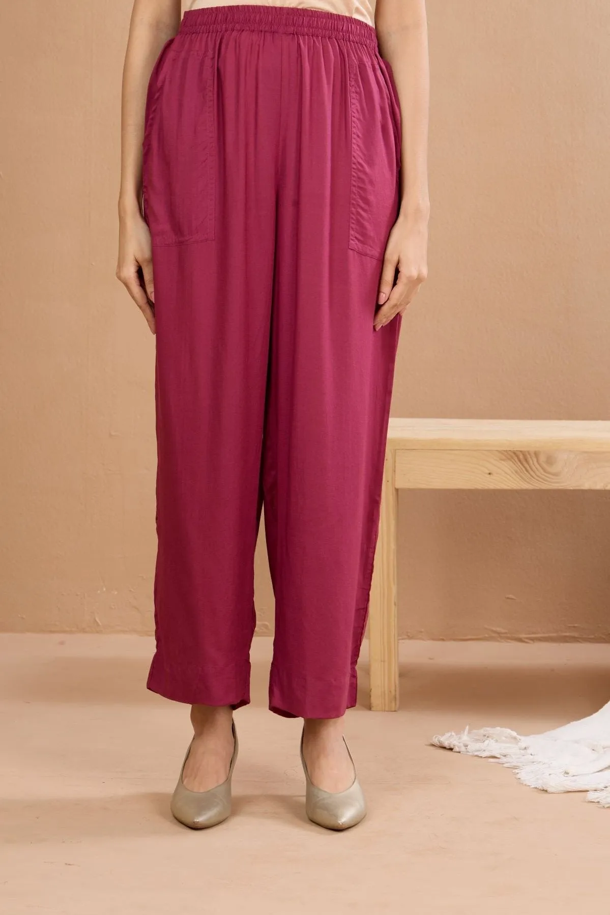 comfort fit modal pants - wine