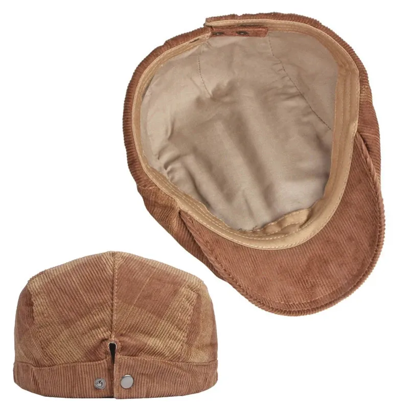 Corduroy Plaid Flat Cap