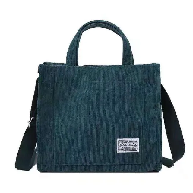 Corduroy Shoulder Tote Bag