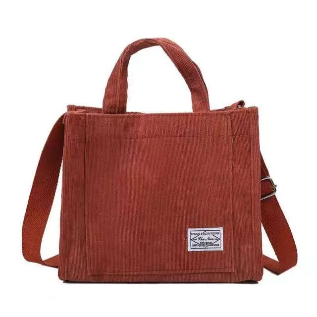 Corduroy Shoulder Tote Bag