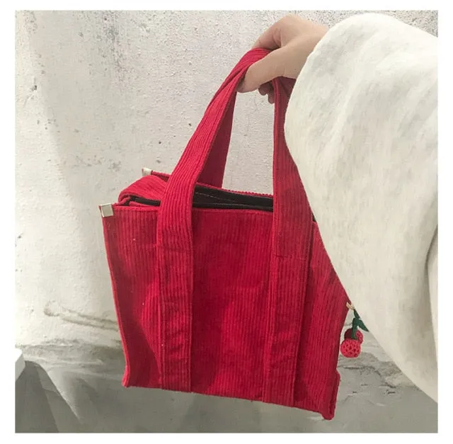 Corduroy Shoulder Tote Bag