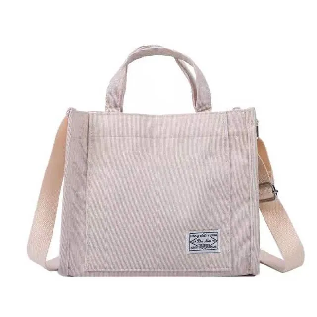 Corduroy Shoulder Tote Bag