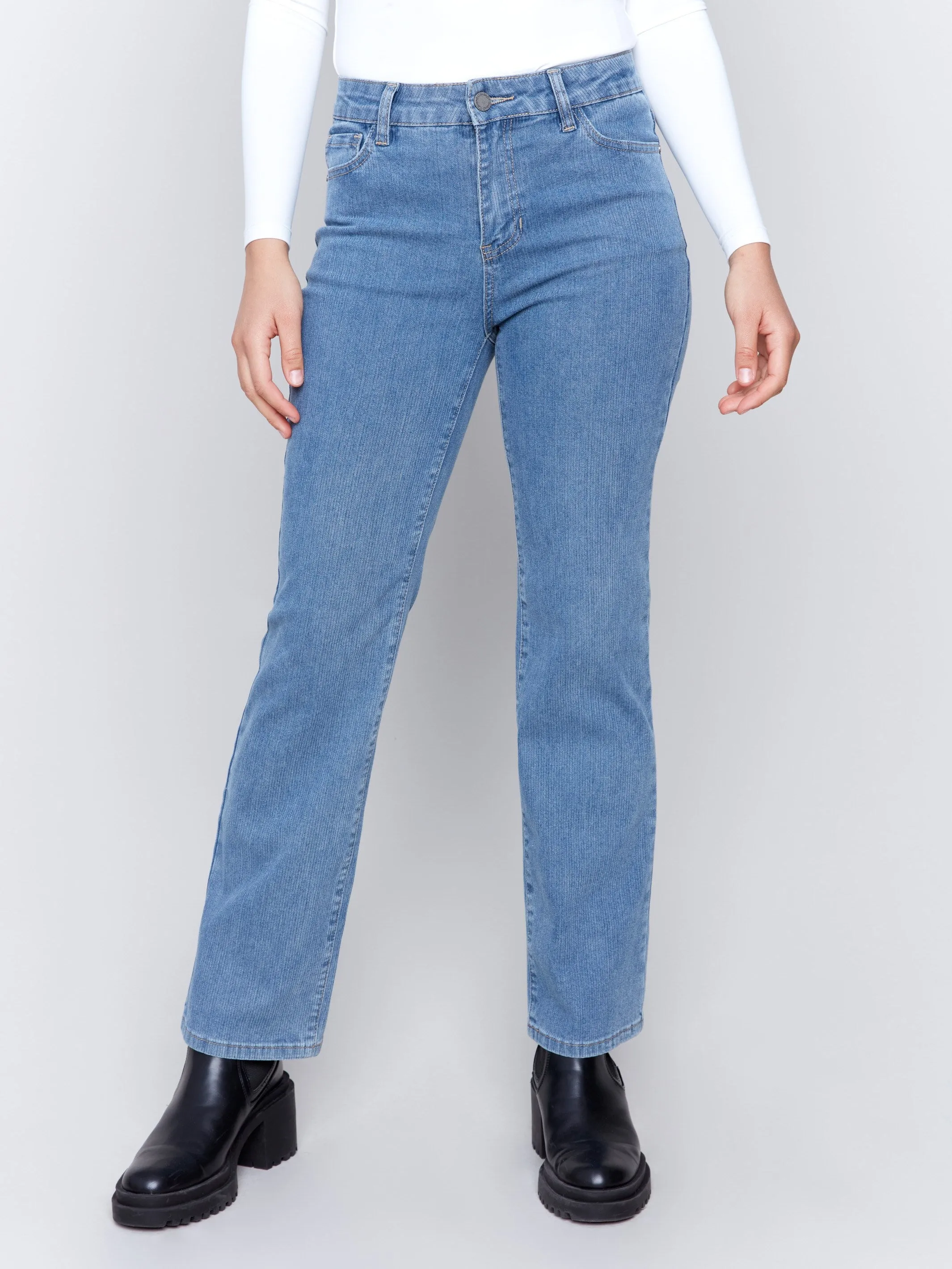 Corduroy Straight Leg Pants - Denim