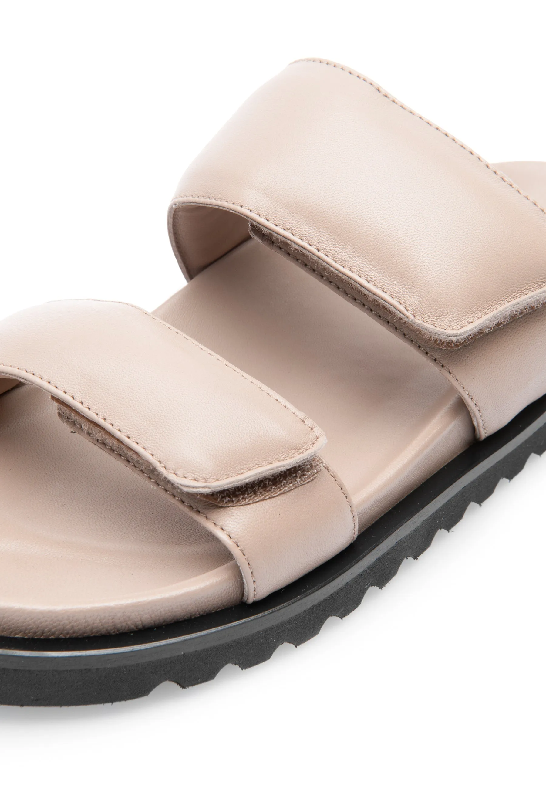 Corine Taupe Leather Puffy Sandals