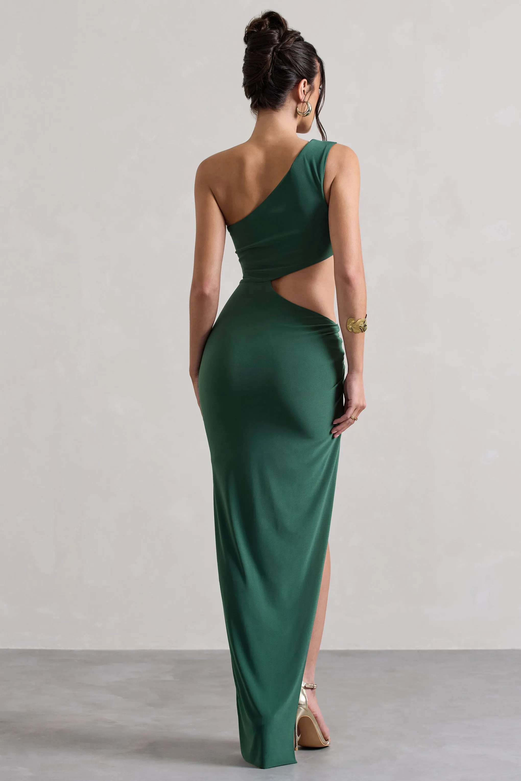 Costa Rica | Forest Green Asymmetric Cut-Out Split Maxi Dress