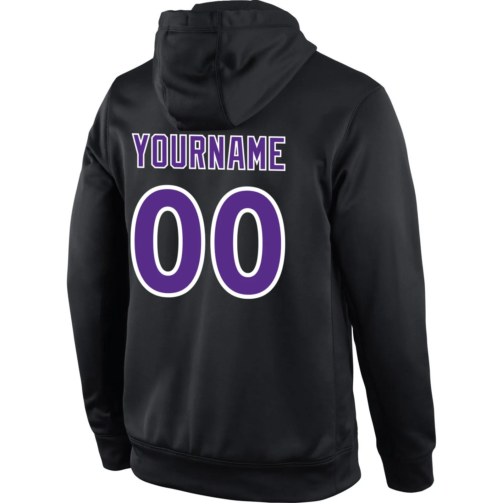 Custom Stitched Black Purple-White Sports Pullover Sweatshirt Hoodie