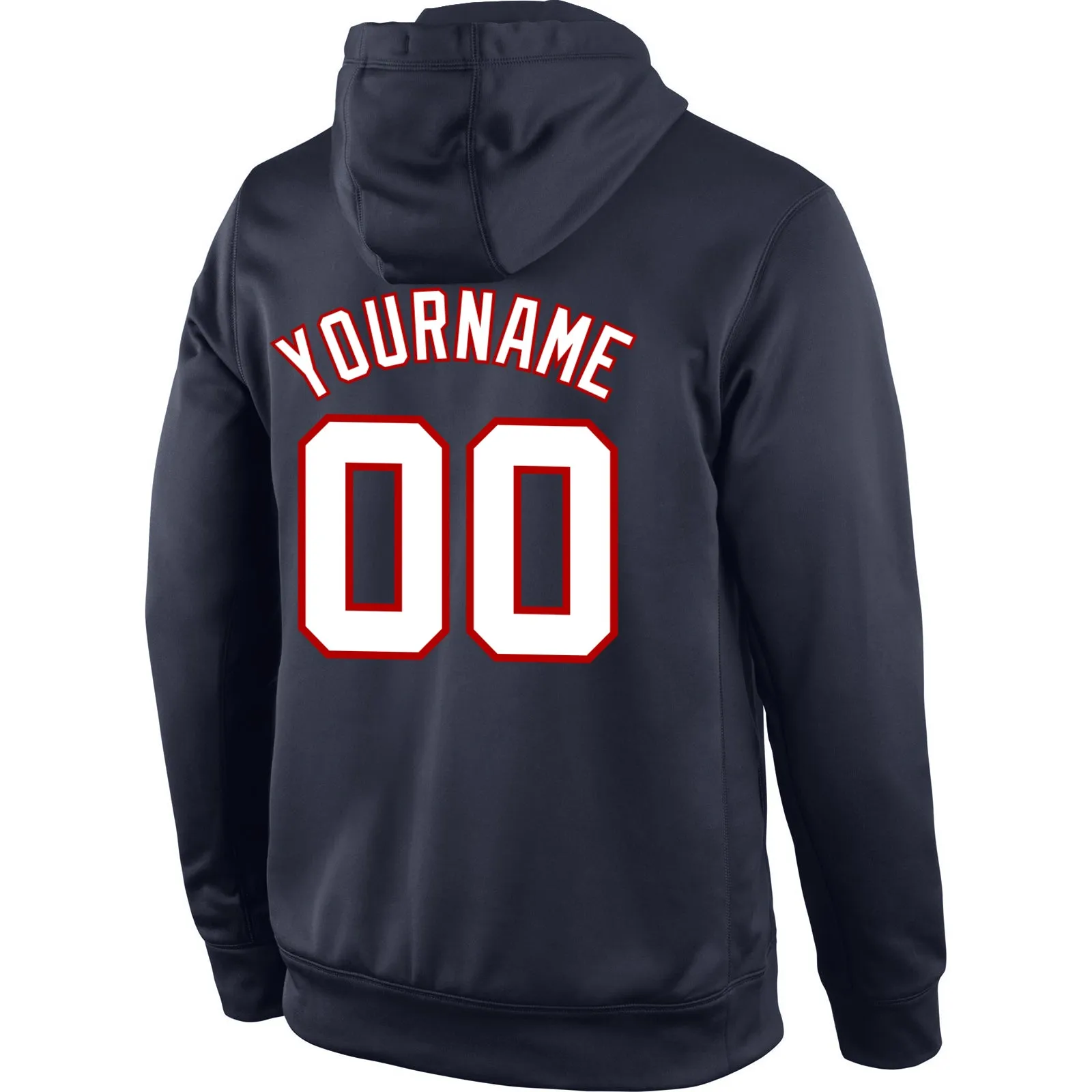 Custom Stitched Navy White-Red Sports Pullover Sweatshirt Hoodie